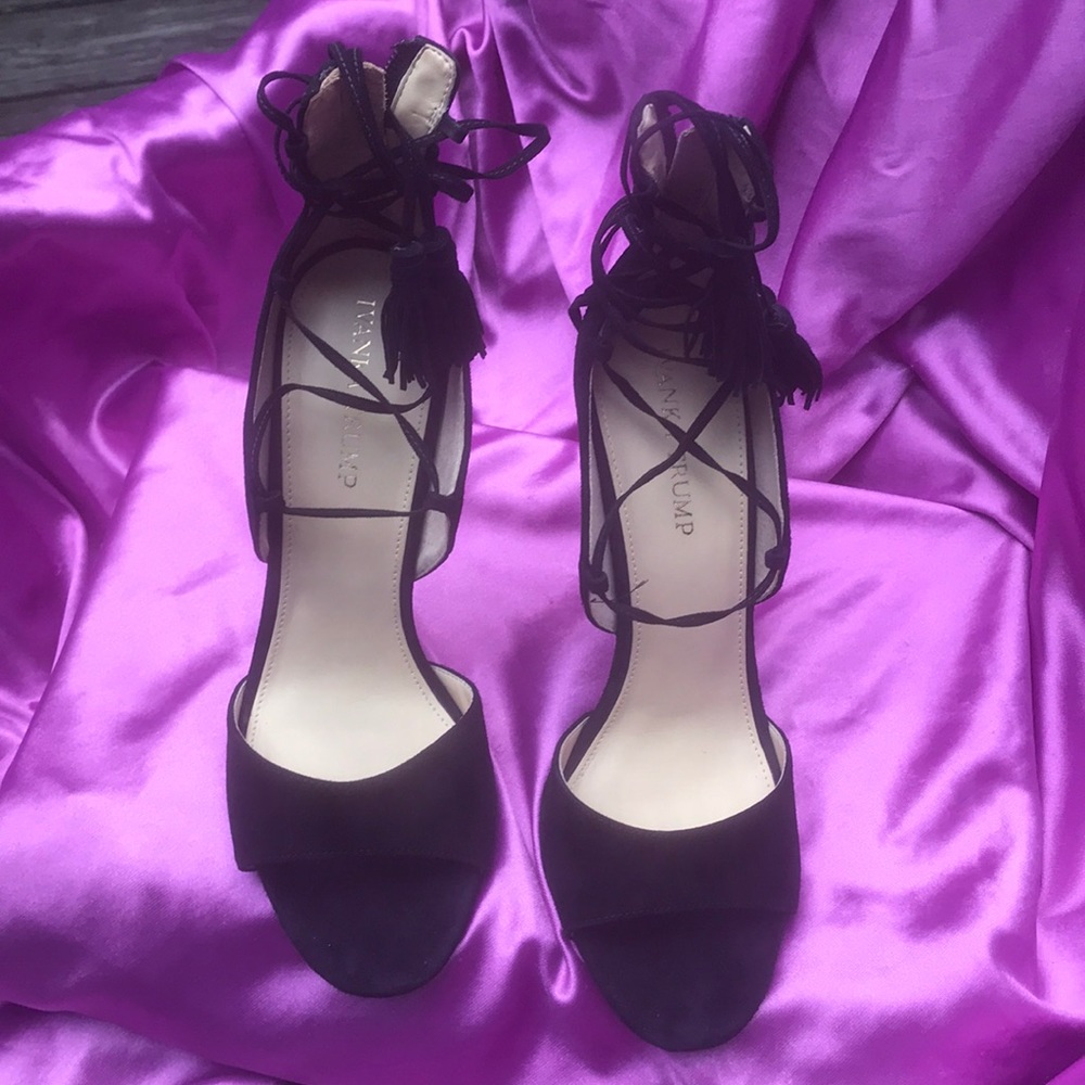 Ivanka Trump Black suede tassel tie stiletto